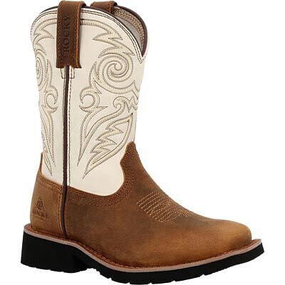 Rocky Big Kids' 8" MonoCrepe Western Boot Brown/Bone - RKW0462Y