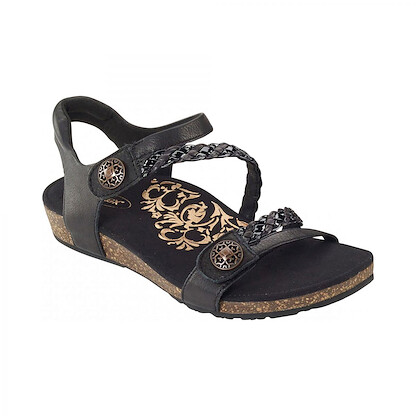 Aetrex Women's Jillian Braided Quarter Strap Sandal Black - SC450W