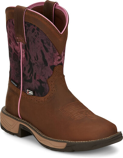 JUSTIN WORK Women's 8" Rush Soft Toe EH Waterproof Work Boot Harvest Brown - SE4358