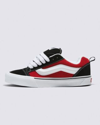 VANS Unisex Knu Skool Shoe Red/True White - VN0009QC6RT