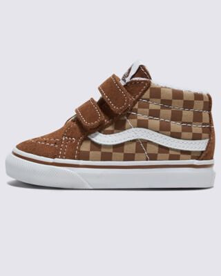 VANS Unisex Toddlers' Sk8-Mid Reissue V Shoe Checkerboard Brown/True White - VN000D0PBF2