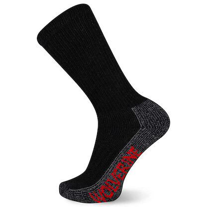 Wolverine Men's Steel-Toe Cotton Crew Socks Black (2 pairs) Size Large - WWM40001C2B2001-BLACK