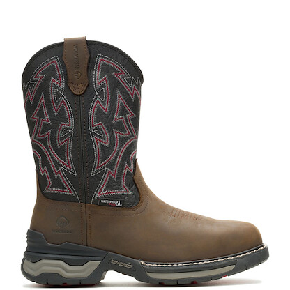 WOLVERINE Men's Rancher Inf Pl Waterproof EH SR Pull-on Full-grain Leather Composite Toe Western Work Boot Caramel - W251114