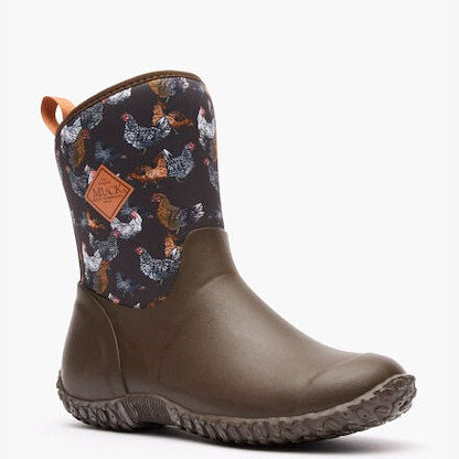 Muck Boot Company Women's 10" Muckster II Waterproof Insulated SR Chicken Print Winter Boot Brown - WM29CK
