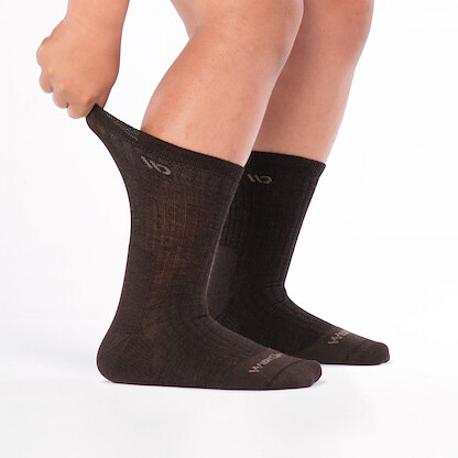 WIDE OPEN SOCKS Men's Solid Cushioned Micro Crew Sock Walnut - 9001-WALNUT