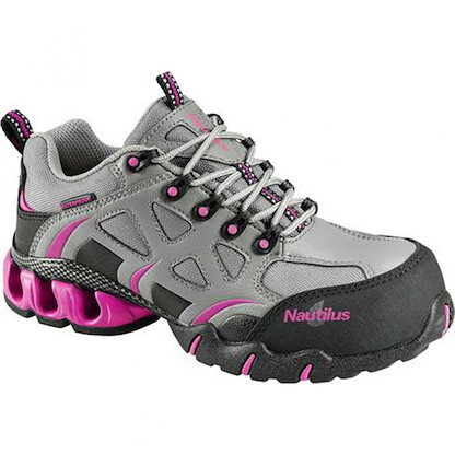 Nautilus Safety Footwear Women's Composite Toe Waterproof EH Athletic Work Shoe Grey/Black/Pink - N1851