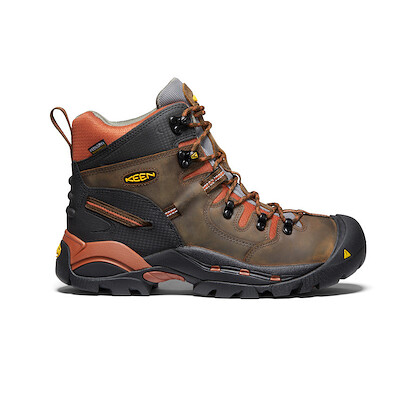 KEEN Utility Men's 6" Pittsburgh Soft Toe Waterproof Work Boot Cascade Brown/Bombay Brown - 1009709