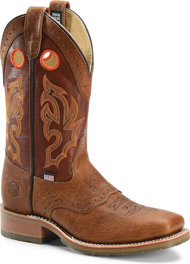 Double-H Boots Men's 12" Mickey Steel Toe I.C.E.™ Roper Work Boot Brown - DH5400