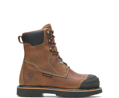 HYTEST Men's 8" Boulder High Heat Resistant Metatarsal Guard Alloy Toe 8" Work Boot Brown -