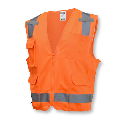 Radians Men's SV7 Surveyor Type R Class 2 Safety Vest Hi-Vis Orange - SV7O