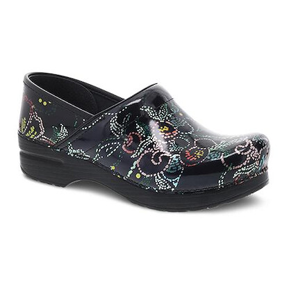 Dansko Women's Professional Clog Dotted Floral Patent Leather - 406410202