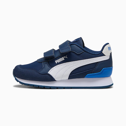 Puma Unisex- Little Kids' ST Runner Hook and Loop Shoes, Persian Blue-White-Mountain Blue