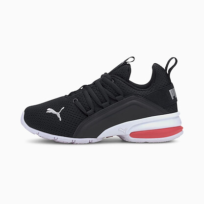 PUMA Men's Axelion Mesh Sneaker Puma Black/Puma Silver/High Risk Red - 19428601