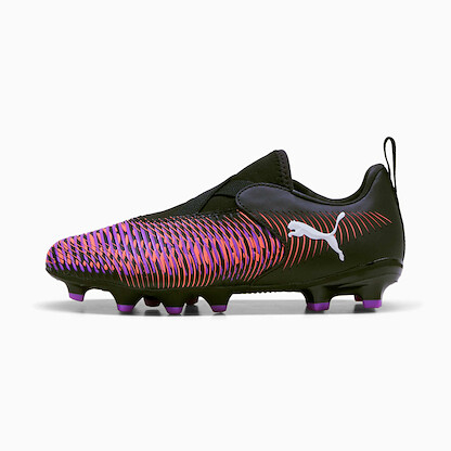PUMA Unisex Kids' Future 8 Match Laceless Firm/Artificial Ground Soccer Cleats Puma Black/Puma White/ Glowing Red - 10828501