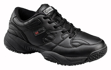 SkidBuster Women's Slip Resistant Athletic Shoe Black Leather - S5055