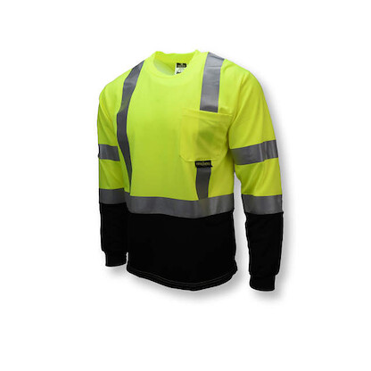 Radians Men's Type R Class 3 Long Sleeve Black Bottom T-Shirt Hi-Vis Green - ST21B-3PGS