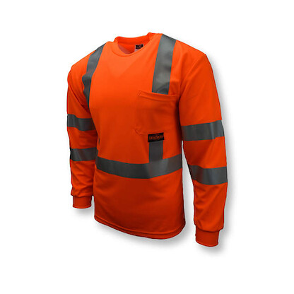 Radians Men's Class 3 Long Sleeve T-shirt with Max-Dri™ Hi-Vis Orange - ST21-3POS