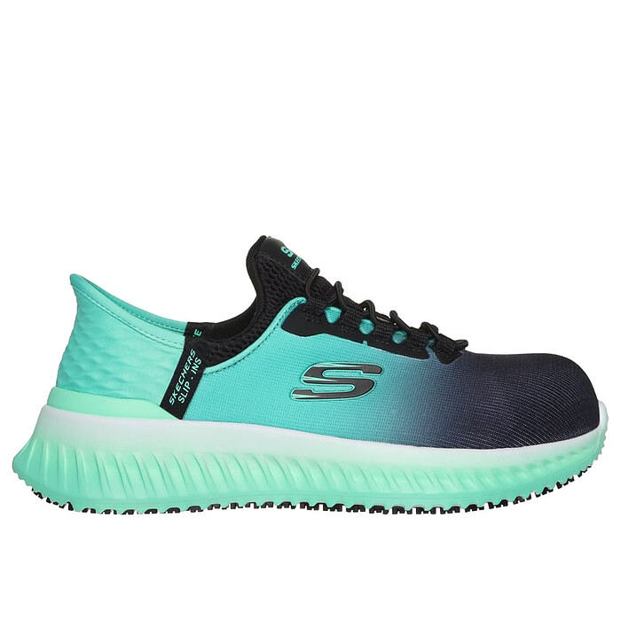SKECHERS Women's Tilido-Ombray Comp Toe Industrial Shoe, Black/Teal,