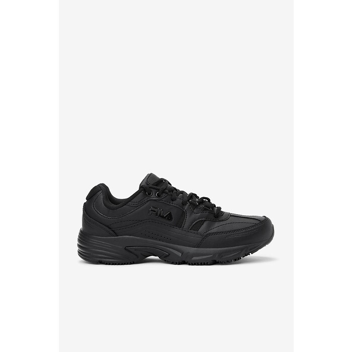 FILA WORK Men's Memory Workshift Wide Width Soft Toe Slip Resistant Work Shoe Black/Black/Black - 1SGW0002-001