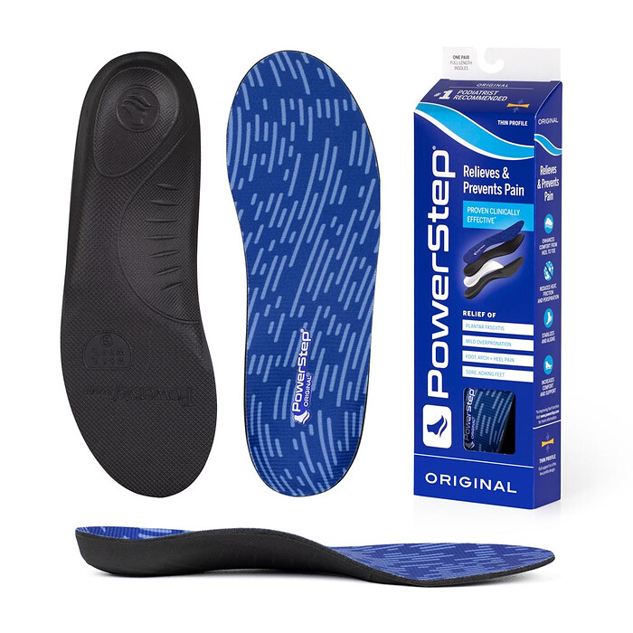 PowerStep Unisex Original Neutral Arch Supporting Insoles Blue (1 pair) - 5001-01