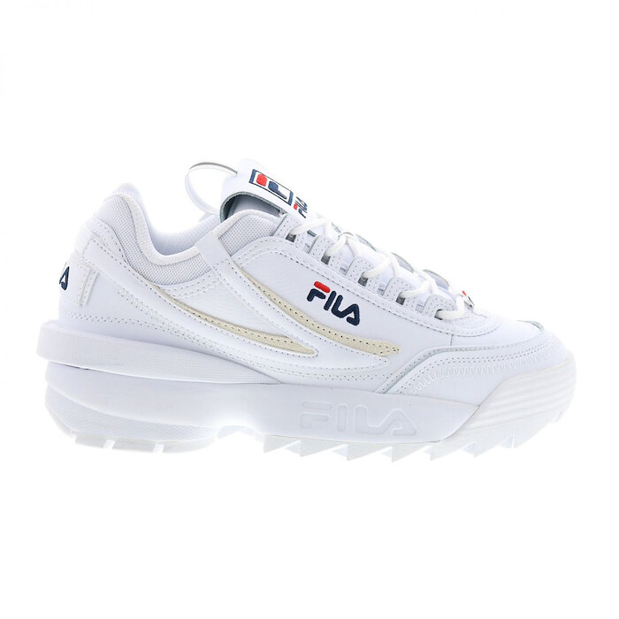 FILA Women's Disruptor II Energized Sneaker White/Fila Navy/Fila Red - 5XM02396-125