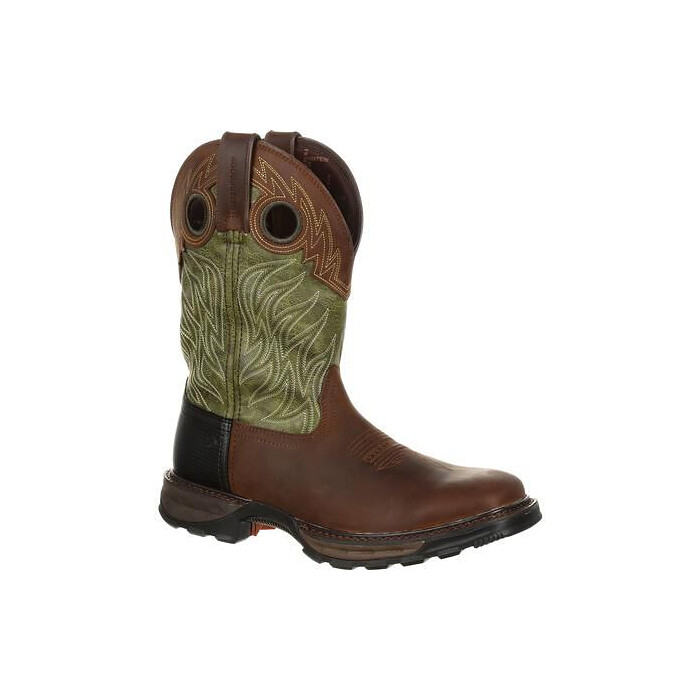 DURANGO WORK Men's 11" Maverick XP™ Soft Toe Waterproof Western Work Boot Brown/Forest Green - DDB0177