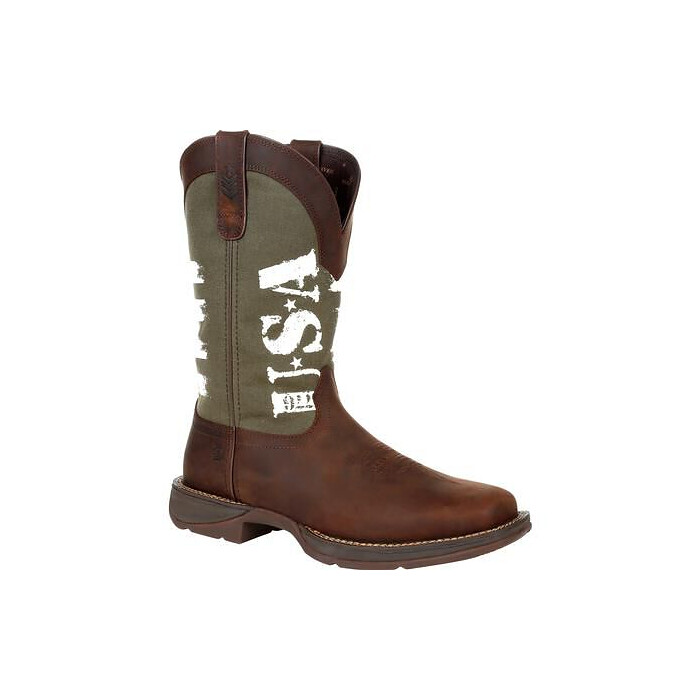Durango Men's 12" Rebel™ by Durango USA Print Western Boot Brown/Army Green - DDB0313