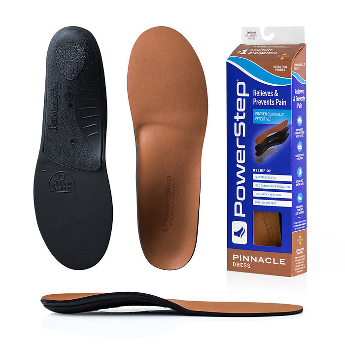 PowerStep Unisex Pinnacle Dress Arch Supporting Insoles Tan (1 pair) - 5022-01