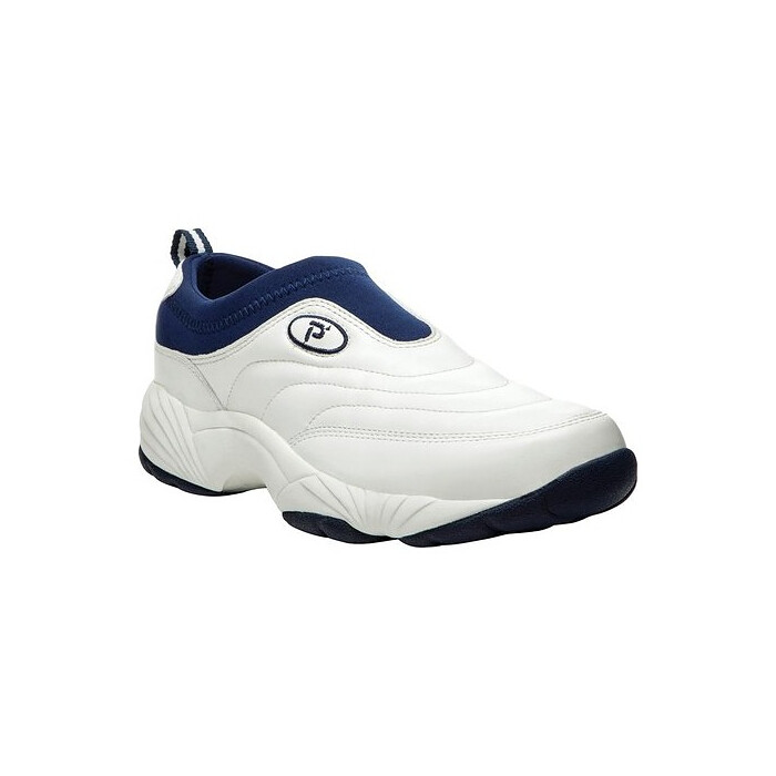 Propet Men's Wash N Wear Slip-On II Shoe White Leather/Navy - M3851WN