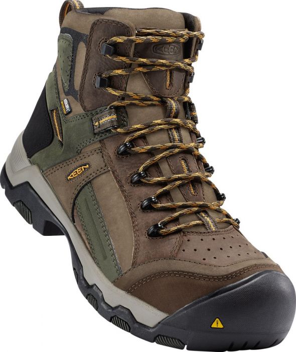 KEEN Utility Men s Davenport Mid All Leather Waterproof Composite Toe Work Boot Shitake Forest Night 1016962