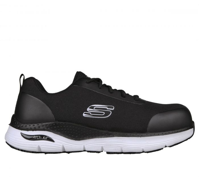 SKECHERS WORK Men's Arch Fit SR - Ringstap Alloy Toe Work Shoes Black/White  - 200086-BKW
