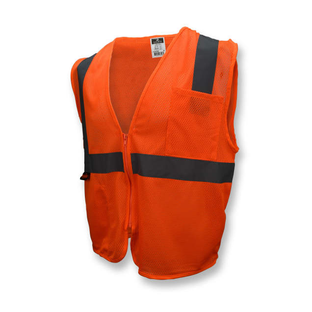 Radians Men's Economy Type R Class 2 Mesh Safety Vest with Zipper Hi-Vis Orange - SV2ZOM